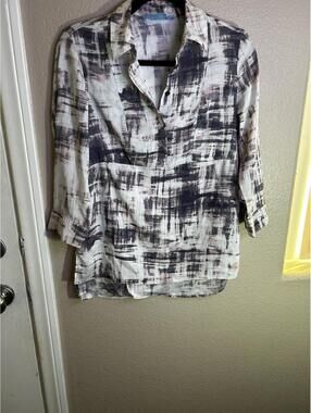 Simply Vera Vera Wang Abstract Print Button-Down Blouse Size Small